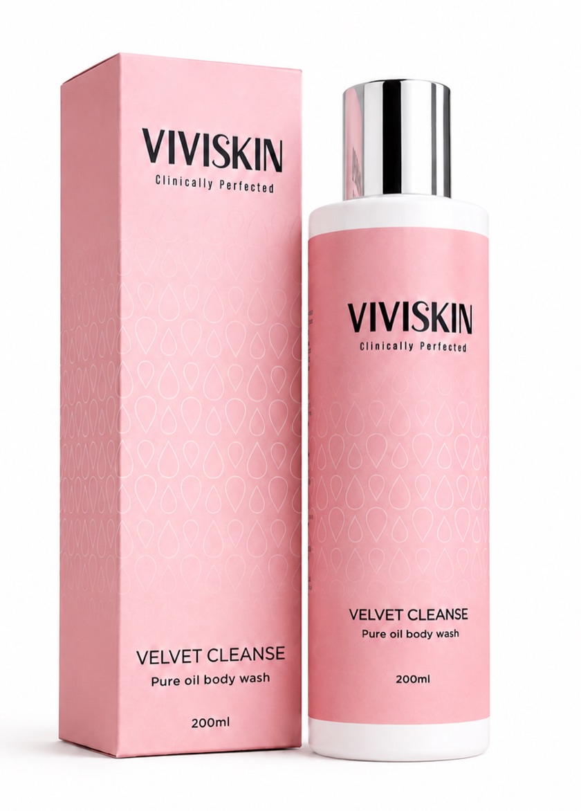 VIVISKIN Velvet Cleanse, гель-олія для тіла, 200 мл, флакон і коробка